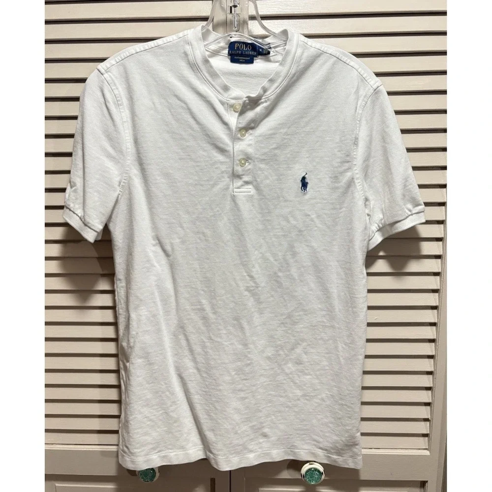Polo Ralph Lauren Short Sleeve 3 Button Polo Shirt Size Medium White Designer